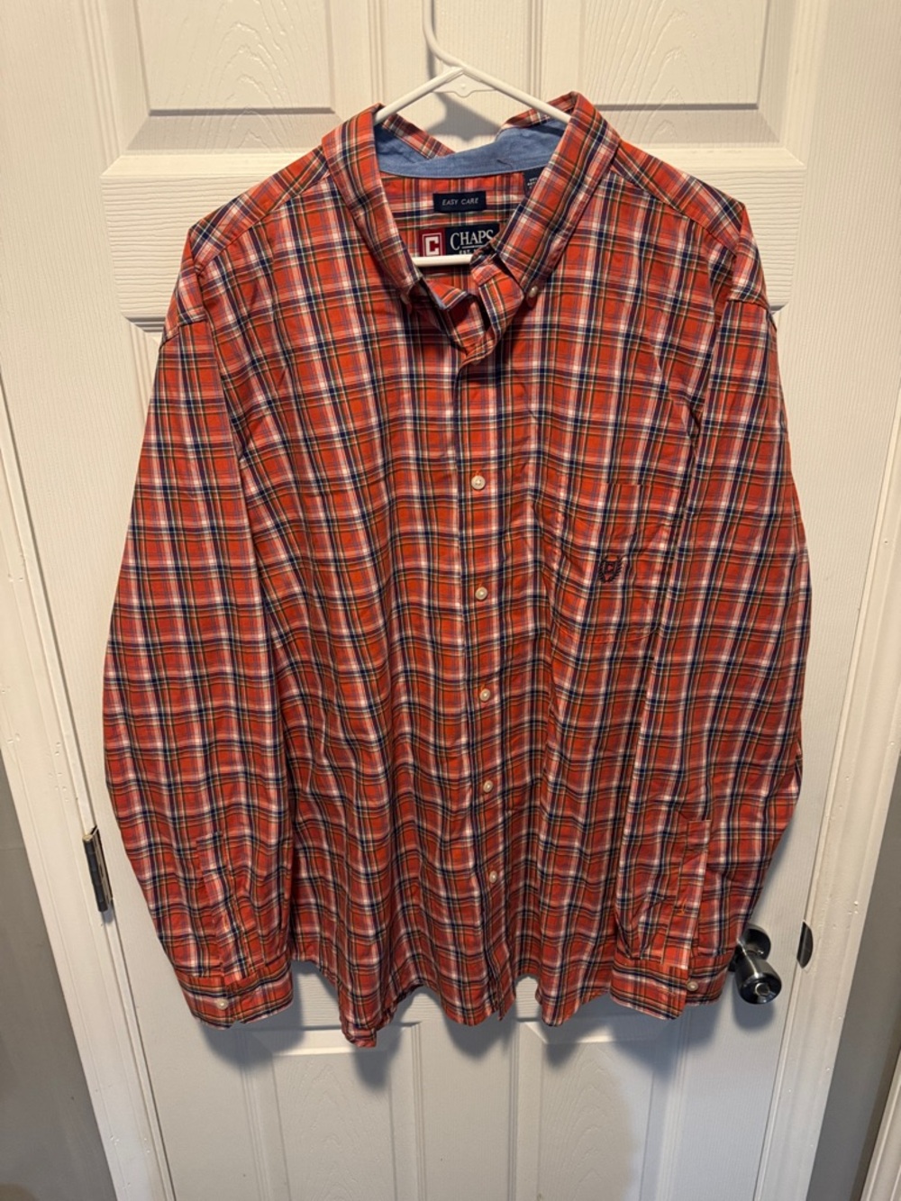 Chaps Men’s Orange & Blue Plaid Button-Down Shirt